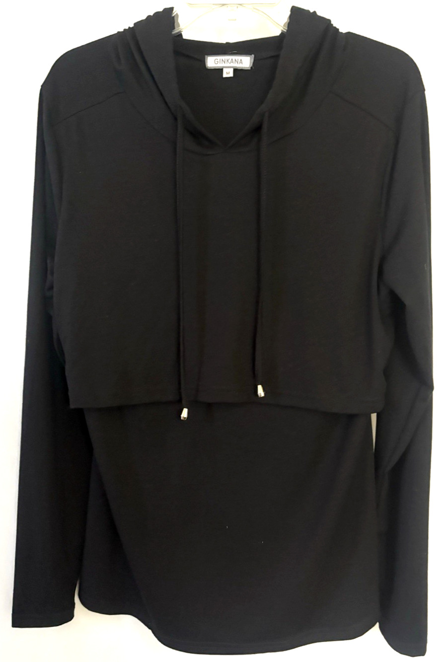 Ginkana Women Hoodie 2XL Black Kangaroo Pocket Stretch Soft Lightweight Tunic
